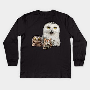 Snowy Owl, Owl and Little Owl Kids Long Sleeve T-Shirt